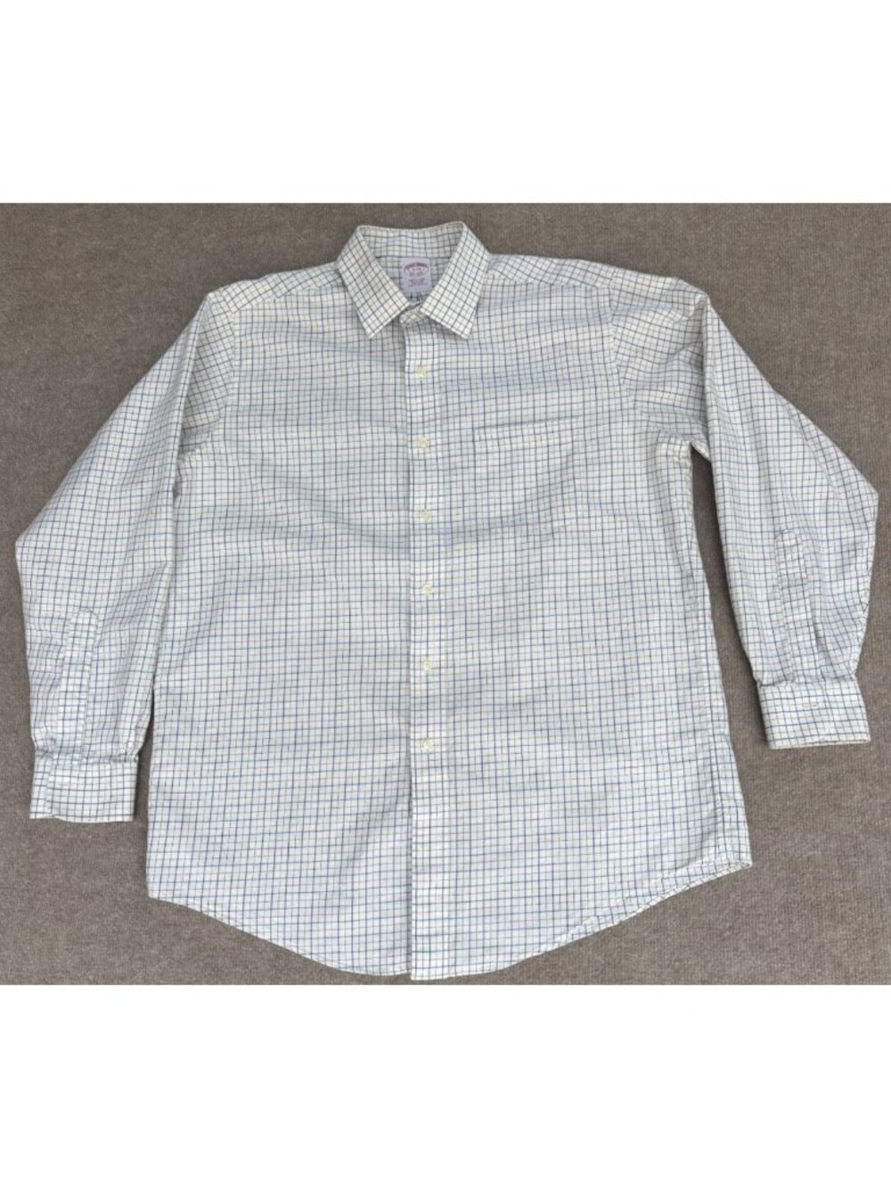 Brooks Brothers Men's Shirt 16-34 Long Sleeve Blue White Plaid Preppy Casual